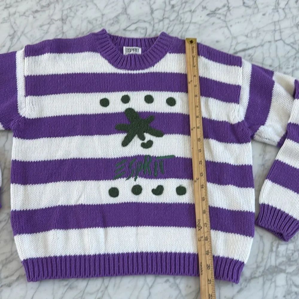 Vintage 90’s Y2K Esprit Chunky Knit Sweater Striped Womens S/M - Picture 5 of 6